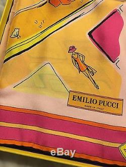 Emilio Pucci Les Villes Du Monde Écharpe En Soie De New York, 90cm / 90cm - 100% Authentique