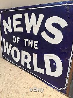 Enamel Sign News Of The World Publicité Antique Rare Old Collectable Sign