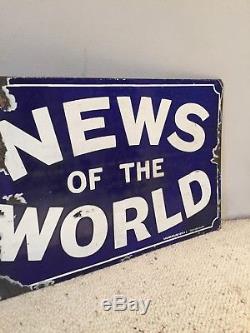 Enamel Sign News Of The World Publicité Antique Rare Old Collectable Sign