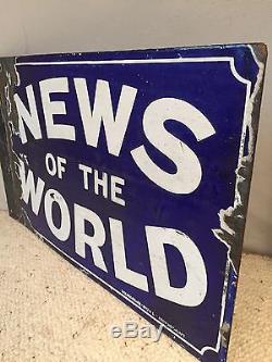 Enamel Sign News Of The World Publicité Antique Rare Old Collectable Sign