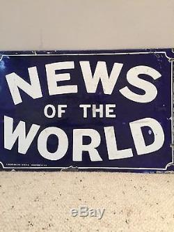 Enamel Sign News Of The World Publicité Antique Rare Old Collectable Sign