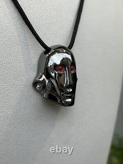 Frank le Robot pendentif en argent sterling noir rhodium 925 Reine Nouvelles du monde