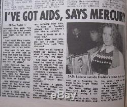 Freddie Mercury Nouvelles Du Monde Uk Newspaper 24 Novembre 1991 (queen)