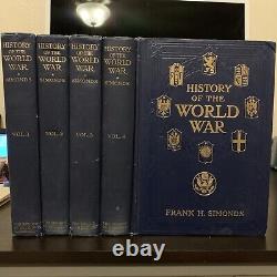 Histoire de la Guerre Mondiale par Frank H Simonds 1917-20 WWI. Ensemble de Cinq Volumes