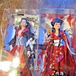 Japan Geisha Barbie + Samurai Ken Ensemble De Poupées Du Monde Nouveau Label Mattel Rose
