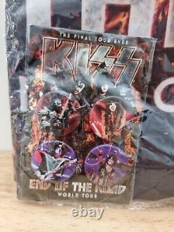KISS Fin de la tournée mondiale End Of The Road Pack de drapeaux Pins Médiators de guitare TOUT NEUF
