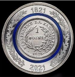 Le Phoenix De 1828 Bimetallic Coin Grèce 1821-2021 Nouvelle Collection Super Rare
