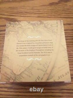 Les traces de Cpt Cook : une nouvelle carte du monde 1812, pièce de 1 once en argent proof bombée de 5 dollars.