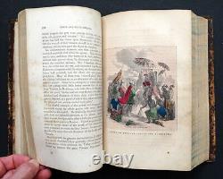 Livre antique de 1858 sur les héros pionniers du Nouveau Monde avec des gravures coloriées à la main