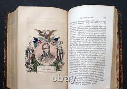 Livre antique de 1858 sur les héros pionniers du Nouveau Monde avec des gravures coloriées à la main