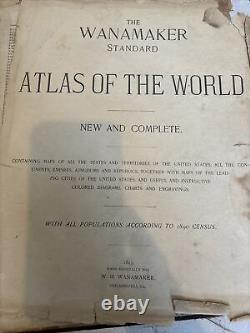 Livre de poche ancien Atlas Standard du Monde de William H Wanamaker 1893