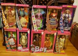 Lot De 10 Poupées Barbie Des Années 1990 Du Monde Italien, Norvégien, Eskimo New Mattel