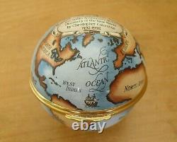 Ltd Ed Halcyon Jours 500e Ann De La Découverte Du Nouveau Globe Mondial Enamel Box