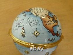 Ltd Ed Halcyon Jours 500e Ann De La Découverte Du Nouveau Globe Mondial Enamel Box