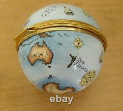 Ltd Ed Halcyon Jours 500e Ann De La Découverte Du Nouveau Globe Mondial Enamel Box