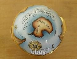 Ltd Ed Halcyon Jours 500e Ann De La Découverte Du Nouveau Globe Mondial Enamel Box