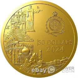 Médaille d'or de 1 once PETRA Nouvelles Sept Merveilles du Monde 50$ Niue 2024