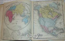 Mitchell’s New School Atlas 1875! États-unis! Pays Du Monde! 44 Cartes