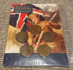 Monnaie Royale Les Pennys De La Première Guerre Mondiale Nouveau Et Scellé 5 Penny Set Ww1