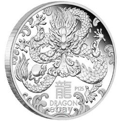 NOUVEAU. Pièce de monnaie en argent de 1 once de preuve Lunar Year Of The Dragon 2024. Perth Mint