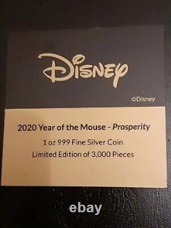 Niue 2020 Année Dernière Du Mous Mickey 1oz Silver Proof Prosperity Coin 2,00 $