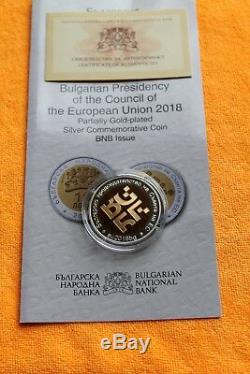 Nouveau! 2018 Bulgarie, 10 Leva Présidence Du Concil De L'ue, D'argent, Preuve
