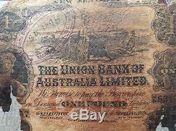 Nouvelle-zélande 1 Livre 1905 Billet De Banque Union Bank Of Australia Limited