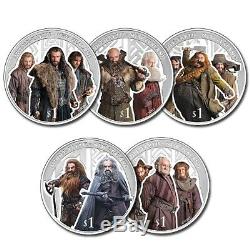 Nouvelle-zélande 2013 Silver Proof 5 Coin Set The Hobbit La Désolation De Sma