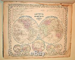 Original & Rare 1869 Mitchell's Atlas Général Du Monde