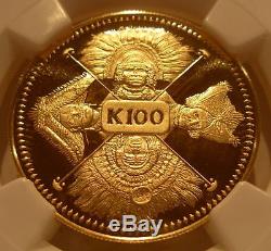 Papouasie-nouvelle-guinée 1979fm Gold 100 Kina Ngc Pf-70uc Quatre Visages De La Nation