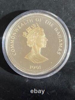 Pièce de monnaie très rare en argent de 136g des Bahamas de 25 $ commémorant la Découverte du Nouveau Monde