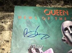 Queen Brian May Rare Signé Autographié Vinyle Lp Record Nouvelles Du Monde Coa