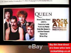 Queen News Of The World Signé Par Brian May Autographié Encadré Freddie Mercury