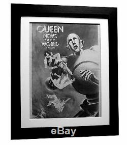 Queen + Nouvelles Du Monde + Affiche + Ad + Rare Original 1977 + Framed + Express Ship Global