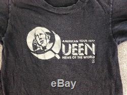 Queen Nouvelles Du Monde American Tour 1977 Promo Seulement T-shirt Petit 34-36 Rare