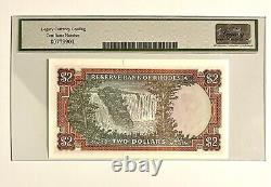 Rhodesia 2 dollars SCWPM #35b Legs 64PPQ Billet de banque très nouveau