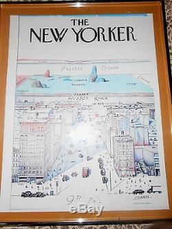 Saul Steinberg La Vue De New Yorker Sur Le Monde Affiche Encadrée 161/4 X 201/4