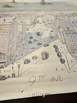 Saul Steinberg - Le New Yorker - Vue originale de 1976 du monde depuis la 9ème avenue