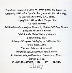 Signed Ltd 1er Ed La Guerre De La Fin Du Monde Mario Vargas Llosa 1984 Hc