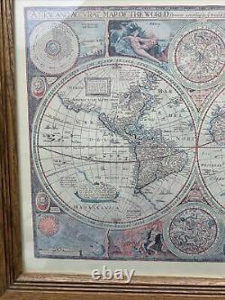 Un Nouveau Plan Et Accuratif Du Monde 1651 Reproduction Encadrée 23x19 Vintage