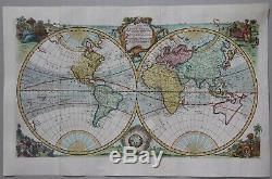 Une Nouvelle Carte Précise Et De Tout Le Monde Eman Bowen Connu 1744 Mappemonde Rare