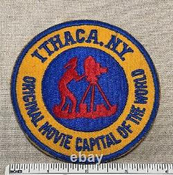 VTG années 1950 ITHACA NEW YORK Patch Original Capitale mondiale du cinéma Sécurité