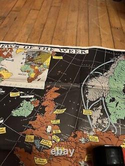Vieille affiche de guerre et carte de la Seconde Guerre mondiale d'origine de la semaine 36 du volume 7 des actualités mondiales de 1945