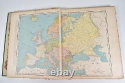 Vintage 1898 Nouveau Atlas Pictural Du Monde Rand Mcnally 11x14 In. 150 + Cartes