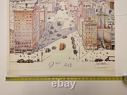 Vue du Monde de Saul Steinberg depuis la 9ème Avenue 1976 AFFICHE ORIGINALE NEW YORKER