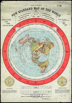 XXL 5f/t Flat Earth Poster Gleason's New Standard Carte Of The World Uk